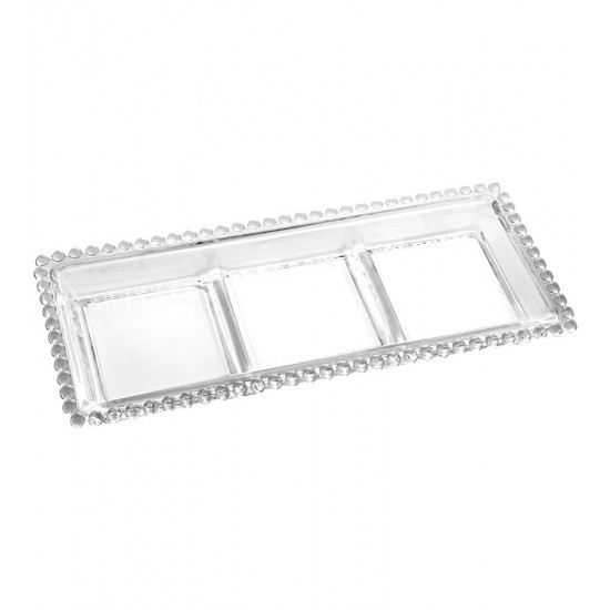 Petisqueira 29,5cm Por 12,8cm Pearl Em Cristal Ecológico Wolff Com 3 Divisões